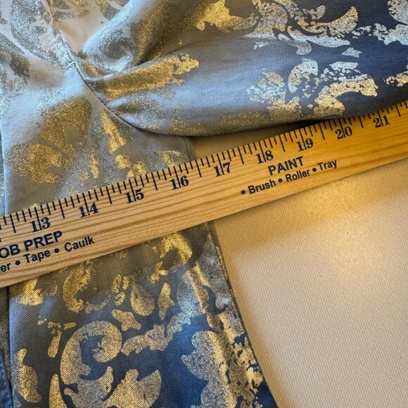 Chicos Novelty Foiled Pattern Jacket Size 4 Small White Blue Ombre Dip Dye - Picture 8 of 11